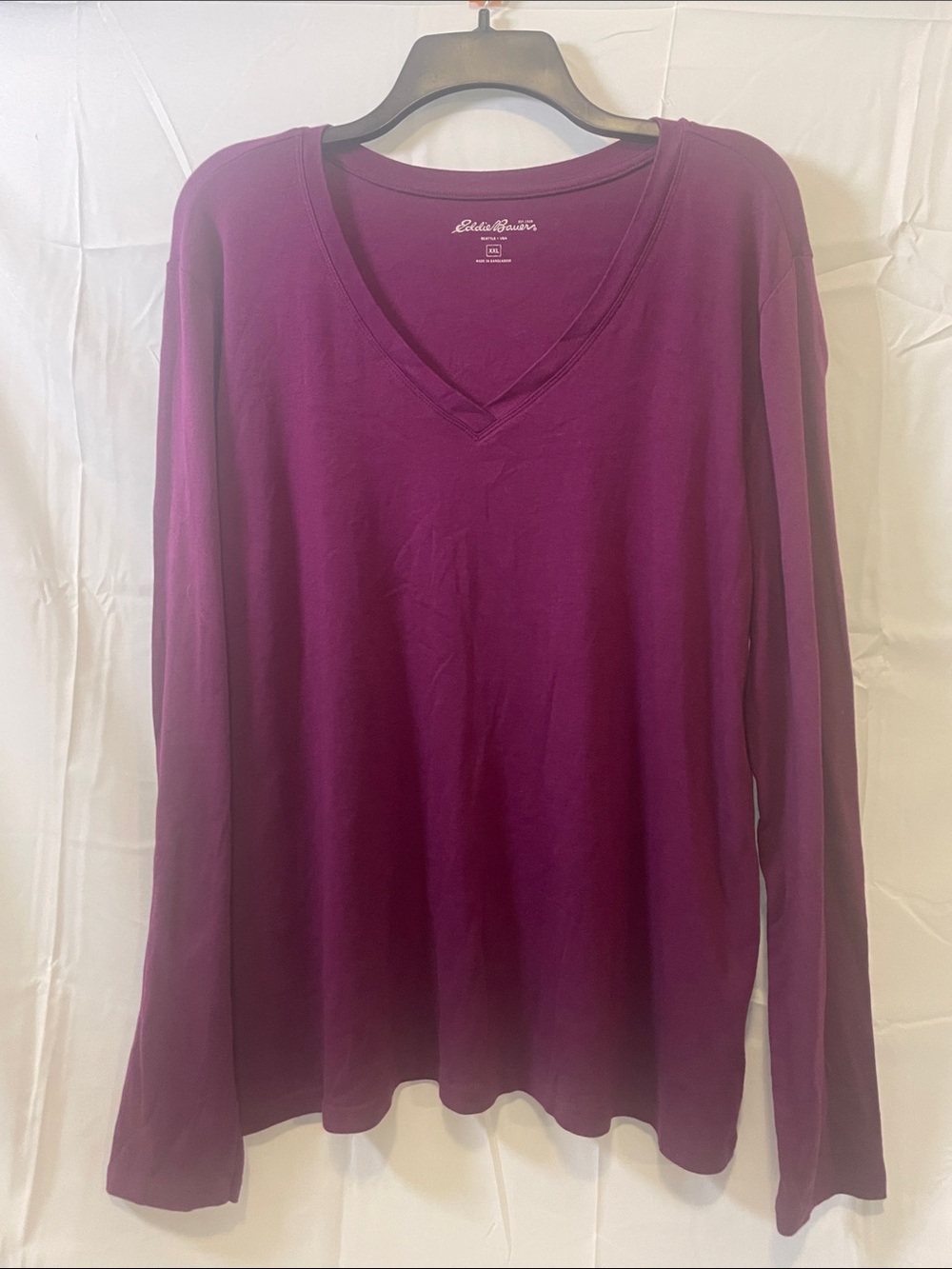 Eddie Bauer Plum Long-Sleeve V-Neck Top